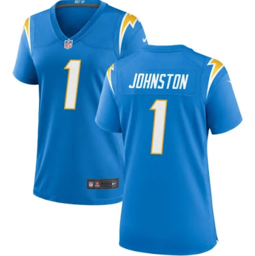 Women's Los Angeles Chargers #1 Quentin Johnston Blue Stitched Game Jersey(Run Small)